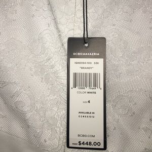 BCBG white Brandy Sleeveless Lace-Bodice Gown